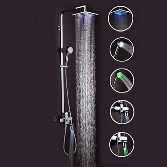 Petra LED Rainfall Shower Set in Chrome Finish