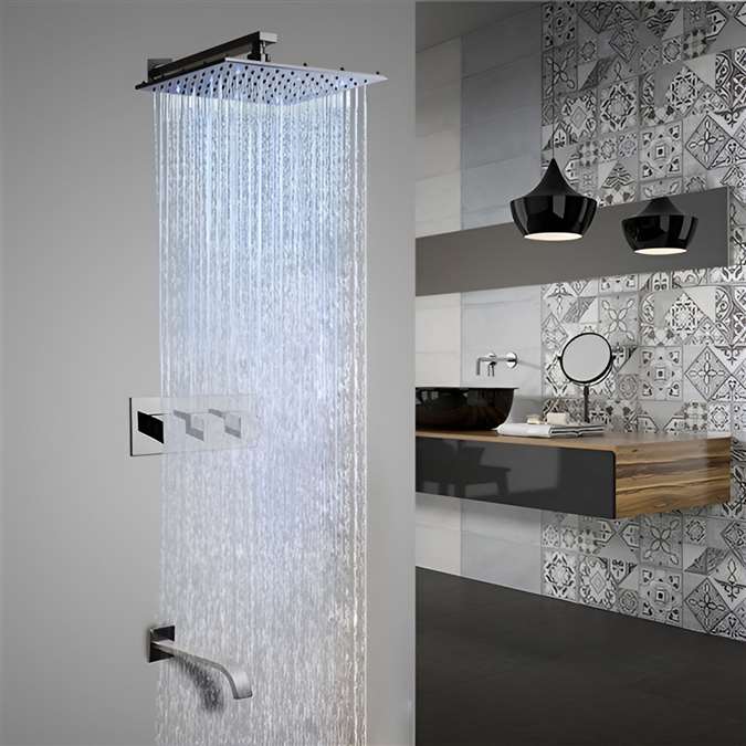 Sita Platinum LED Shower Set with Diverter, Mixer and LED spout Faucet - Available in 4 sizes