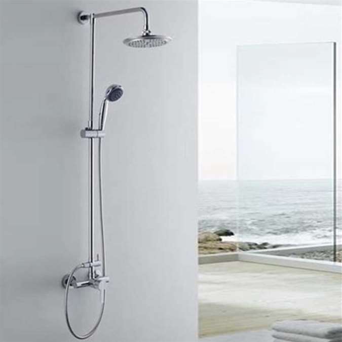 Adela Hotel Wall Mount Round Shower Set in Chrome Finish