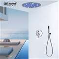 Bravat LED Round Shower Head With Handheld Spray And In Chrome Finish