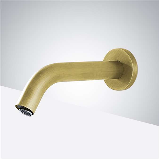 Brushed Gold Wall Mount Commercial Bathroom Touchless Faucet