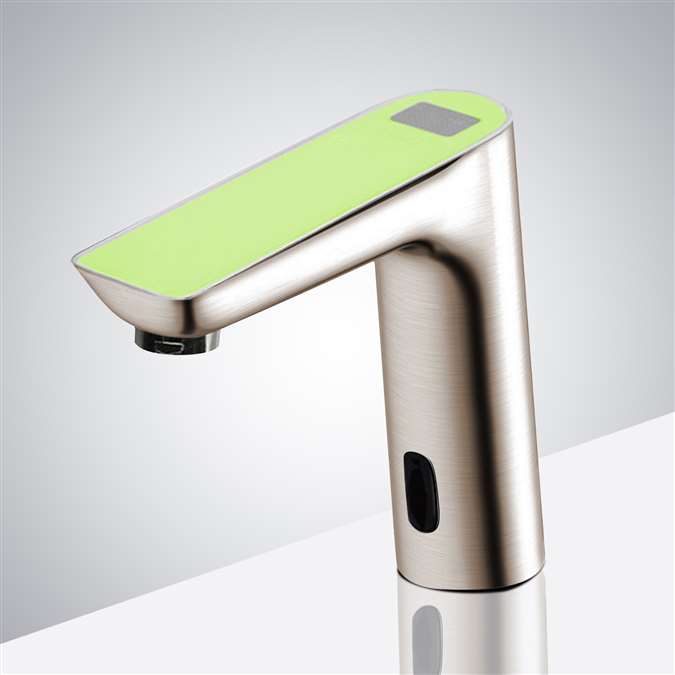 Digital Display Brushed Nickel Commercial Automatic Motion Sensor Faucet