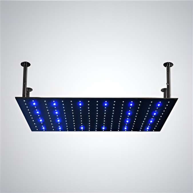 Hostelry BathSelect 20" by 40" Dark Oil Rubbed Bronze/ Matte Black Square Color Changing LED Rain Shower Head