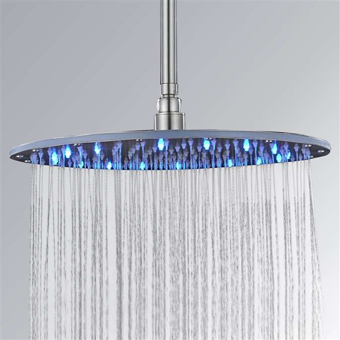 Silver Led Rain Shower System with shops 3 Light Colors