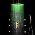 Fontana Hotel Gold Finish Square Multi-Color LED Rain Shower Set