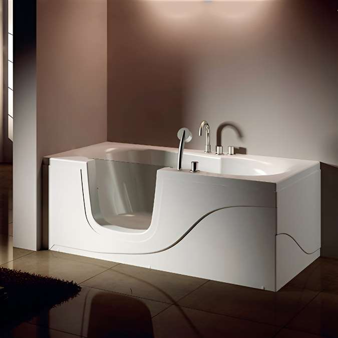 BathSelect Cairo Acrylic Freestanding Walk-in Glass Door Tub