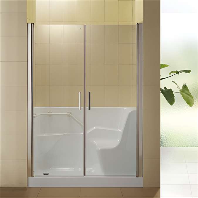 BathSelect Milan Acrylic Glass Door Shower Enclosure Walk-in Tub