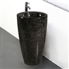 Hotel Crimea Shiny Black Marble Ceramic Bathroom Sink With Freestanding Faucet