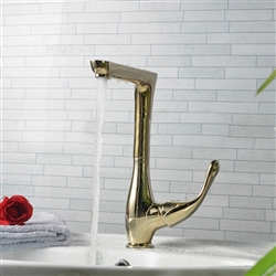 Havana  Long Neck Deck Mount Brushed Gold Finish Single Lever Sink Faucet