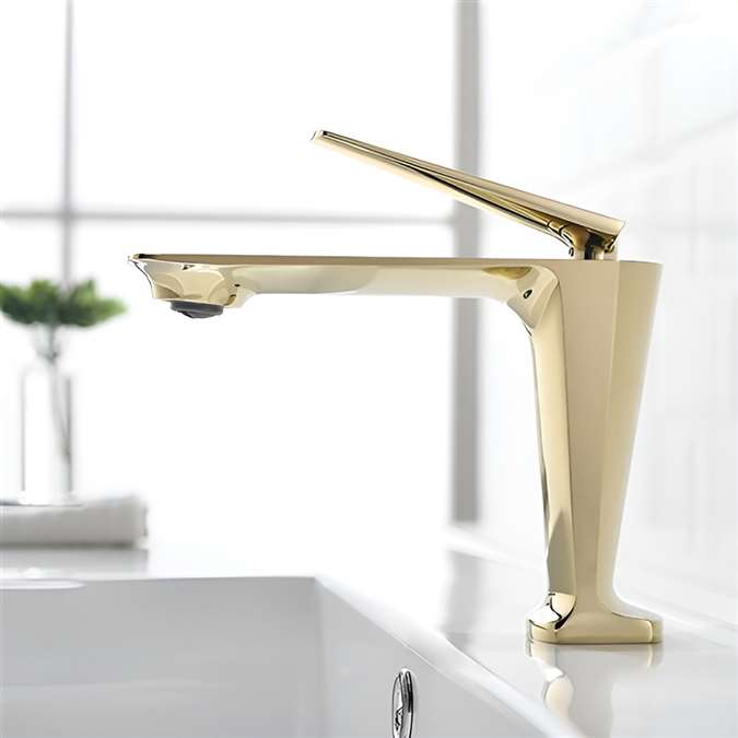 Verona Hospitality Deck Mount Brushed Gold Finish Single Lever Sink Faucet Mixer