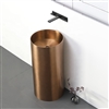 Naples Solid Brass Freestanding Pedestal Cylindrical Shape Bathroom Sink In Light Oil Rubbed Bronze Finish