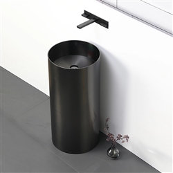 Crimea Solid Brass Freestanding Cylindrical Shape Bathroom Pedestal Sink In Dark Oil Rubbed Bronze Finish