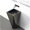 BathSelect Crimea Solid Brass Freestanding Cuboid Shape Bathroom Pedestal Sink In Dark Oil Rubbed Bronze Finish