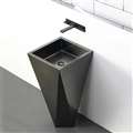 BathSelect Hotel Crimea Solid Brass Freestanding Cuboid Shape Bathroom Pedestal Sink In Dark Oil Rubbed Bronze Finish