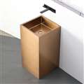 Cube Shaped Solid Brass Freestanding Pedestal Solid Bathroom Sink