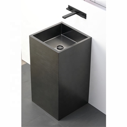 BathSelect Cube Shaped Solid Brass Freestanding Pedestal Bathroom Sink In Dark Oil Rubbed Bronze Finish