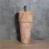 BathSelect Naples Freestanding Fancy Hand Wash Pedestal Light Brown Marble Design Sink & Faucet