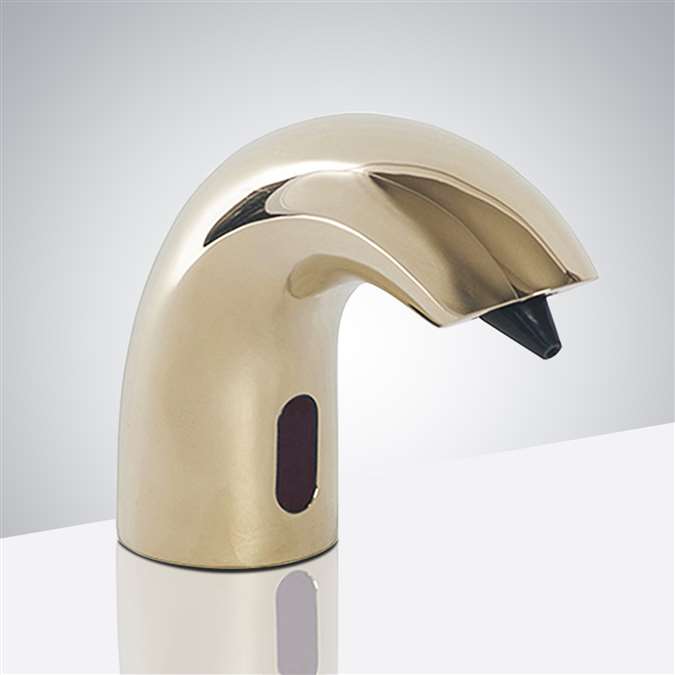 Shiny Gold Finish Commercial Deck Mount Solid Brass Motion Sensor Soap Dispenser