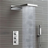 Leo Contemporary Style Chrome Finish Rain And Waterfall Shower Head With 3 way Mixer And Handheld Shower