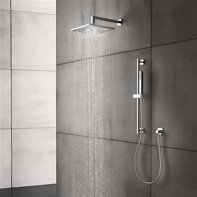 Luna Contemporary Style Chrome Finish Rain Square Shower Head With ...