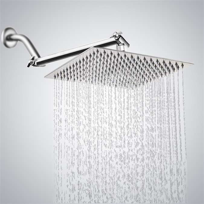 BathSelect Rio Contemporary Style Rotatable Arm Chrome Finish Rain Square Shower Head