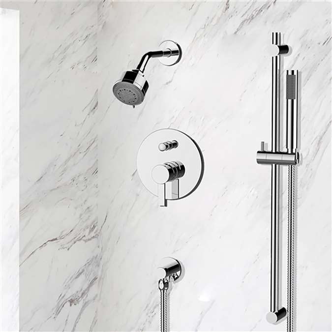 Peru Wall Mount Chrome Shower Set with Digital Valve Mixer