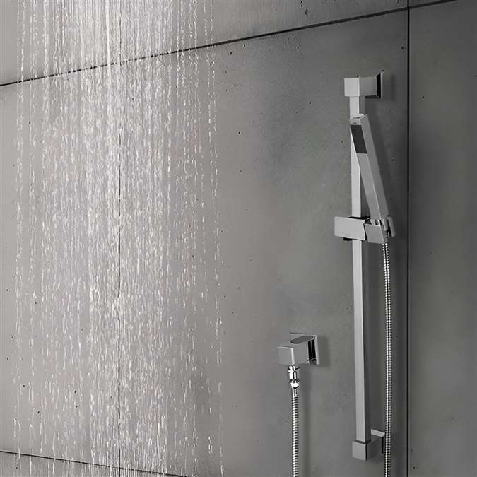 Luna Solid Brass Wall Mount Chrome Finish Handheld Shower Set