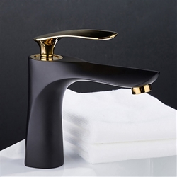 BathSelect Hospitality Single Handle Polished Gold Long Reach Spout Black Painting Bathroom Faucet