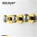 Bravat Gold Three Crystal Handle Thermostatic Bathroom Shower Mixer