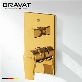 Bravat 2-Way Concealed Wall Mount Shower Valve Mixer In Gold Finish