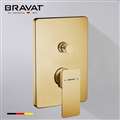 Bravat Solid Brass Square Shower Mixer Control Valve In Brushed Gold Finish