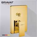 Bravat Solid Brass Square Shower Mixer Control Valve In Gold Finish