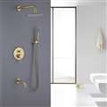 Bravat Brushed Gold Shower Head With Concealed Mixer And Handheld Shower