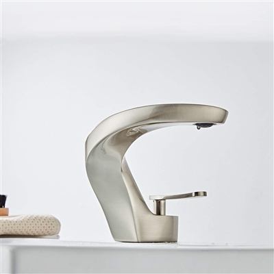 Venice Contemporary Design Bathroom Sink Faucet Brushed Nickel Finish