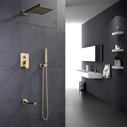 BathSelect Deauville Brushed Gold Bathroom Rainfall Shower Combo Set with Tub Faucet