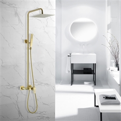 BathSelect Chatou Exposed Brushed Gold Wall Mount Square Rainfall Shower System