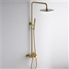 BathSelect Melun Exposed Brushed Gold Wall Mounted Round Rainfall Shower System