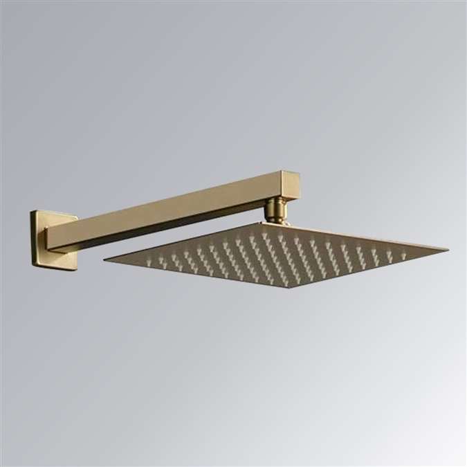 BathSelect Sète Brushed Gold Wall Mounted Single Handle Rainfall Shower Head