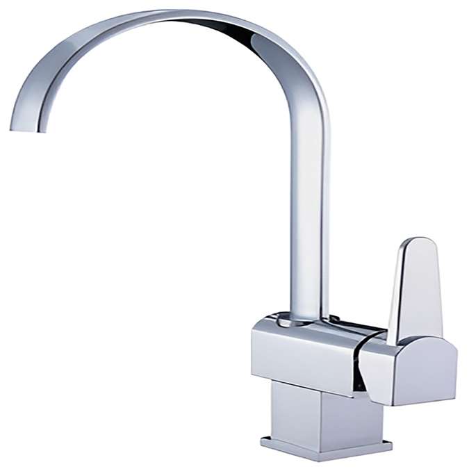 Chrome Finish Contemporary Deck Mount Single lever Bathroom Sink Faucet