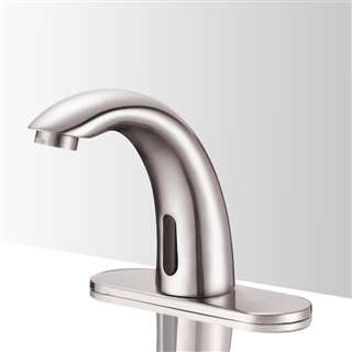 Contemporary touchless Commercial Automatic bathroom faucets brushed nickel