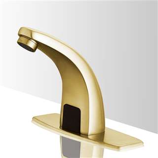 Brushed Gold hands free bathroom sink faucets sensor faucets for lavatory