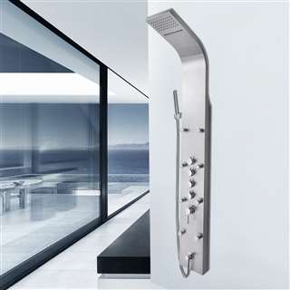 Shower Panel System with Rainfall Waterfall Shower Head in Stainless Steel