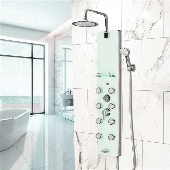 8-Jet Shower System with Glass Panel in Chrome