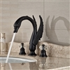 Rema Deck Mount 3pcs Swan Crystal Handle Faucet Oil Dark Rubbed Bronze Finish