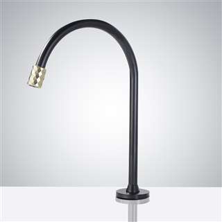 BathSelect Matte Black Body with Golden Spout Commercial Motion Sensor Faucet