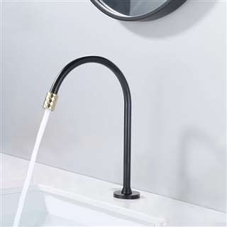 BathSelect Hotel Matte Black Body with Golden Spout Commercial Motion Sensor Faucet