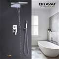 Bravat Shower Set with Square Shower Head, Thermostatic Mixer and Handheld Shower