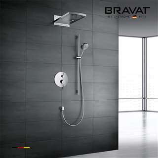 Bravat Shower set with Concealed Wall Mount Shower Head Constant Temperature-Solid Brass