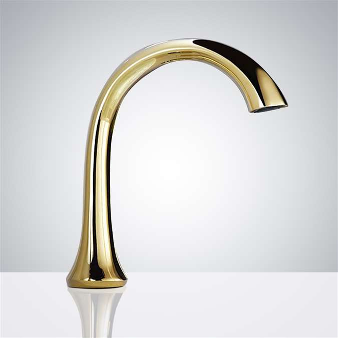 BathSelect Gold Curve Neck Commercial Motion Sensor Faucet