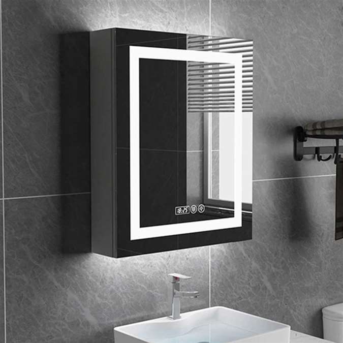 Hotel Smart Bathroom Mirror Cabinet In Single Door With Anti Fog ,Clock And Bluetooth Function